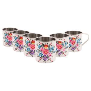 BillyCan Pansy 450ml Hand-Painted Camping Mugs - Pack of 6