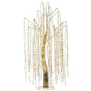 Christabelle Silver Willow Tree 120cm Christmas Display Warm White LED Lights Flexible Branches & Hanging Strands