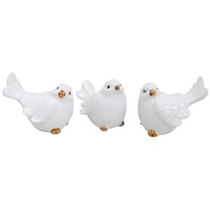 3pc Lvd Ceramic Birds Figurine Ornament Home/office Tabletop Decor 10cm White