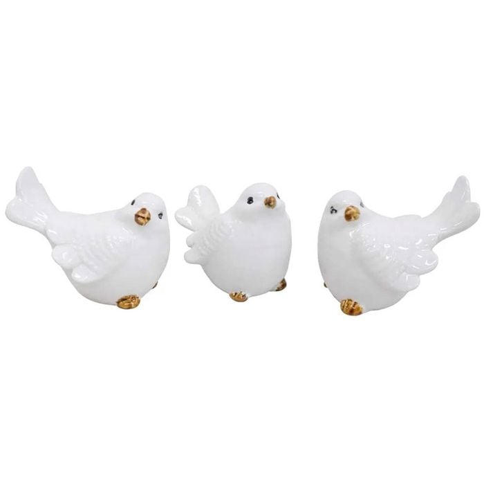 3pc Lvd Ceramic Birds Figurine Ornament Home/office Tabletop Decor 10cm White
