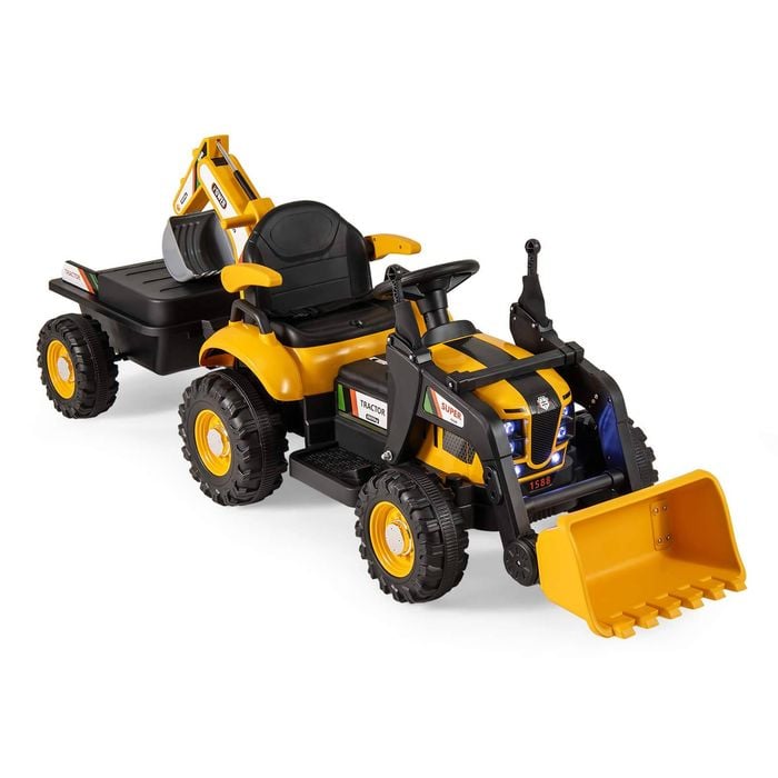 Costway Electric Excavator Kid Ride On Car Tractor W/shovel Yellow
