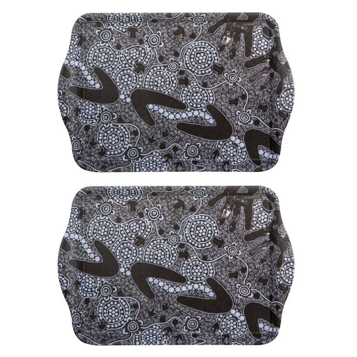 2pc Ashdene Matte Melamine Maintaining Our Culture 21cm Scatter Tray - Black