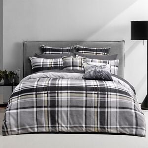 Bianca Chester Quilt Cover Percale Cotton Black - Super King Bed