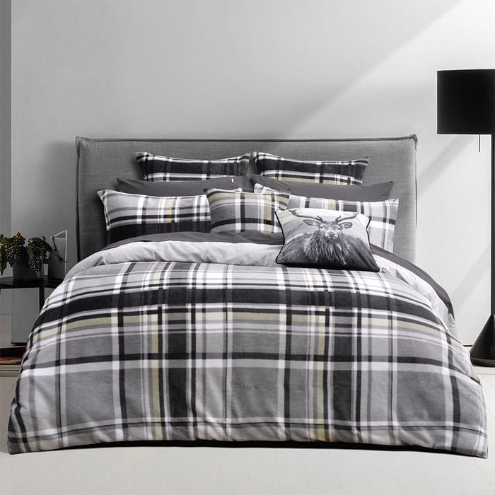 Bianca Chester Quilt Cover Percale Cotton Black - Super King Bed