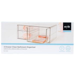 Stylit 3 Drawers Clear Bathroom Organiser