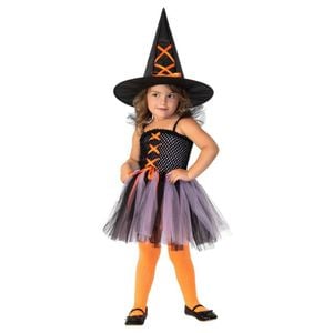 Witch Halloween Costume for Kids with Tutu Dress and Hat – Halloween Outfit, 3-5-YRS