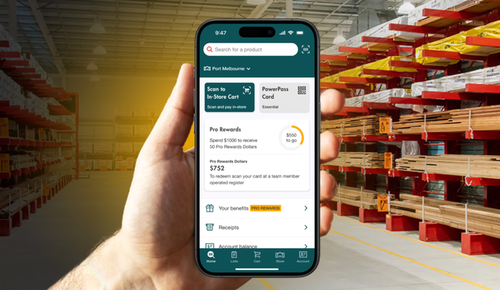 PowerPass Pro Rewards App Dashboard on a phone