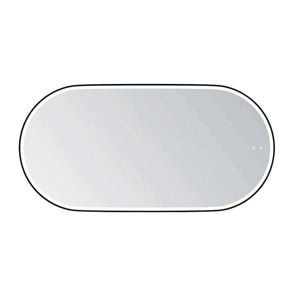 Attica 1500 x 750mm Black Matte Metal Framed Nobu Oval LED Mirror
