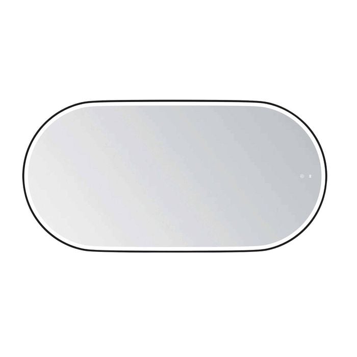 Attica 1500 x 750mm Black Matte Metal Framed Nobu Oval LED Mirror