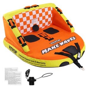 VEVOR Towable Tube Orange 1-2 Riders with Deck Seats and Backrest Full Nylon Cover for Boating