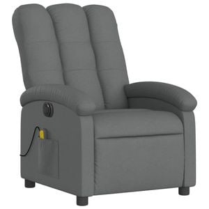 vidaXL Electric Massage Recliner Chair Armchair Single Sofa Dark Grey Fabric