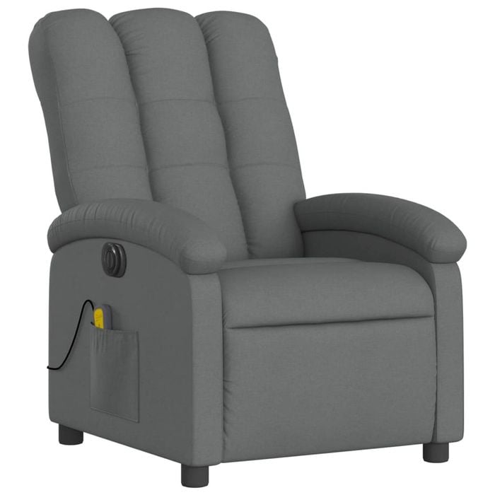 vidaXL Electric Massage Recliner Chair Armchair Single Sofa Dark Grey Fabric