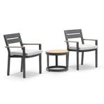 Capri Outdoor Aluminium Patio Set with Side Table Charcoal - Textured Olefin Grey