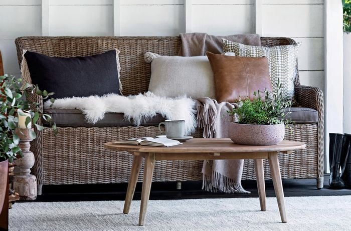 Wicker chair and coffee table