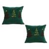 SOGA 2X 45cm Green Throw Pillows with Three Embroidered Christmas Trees