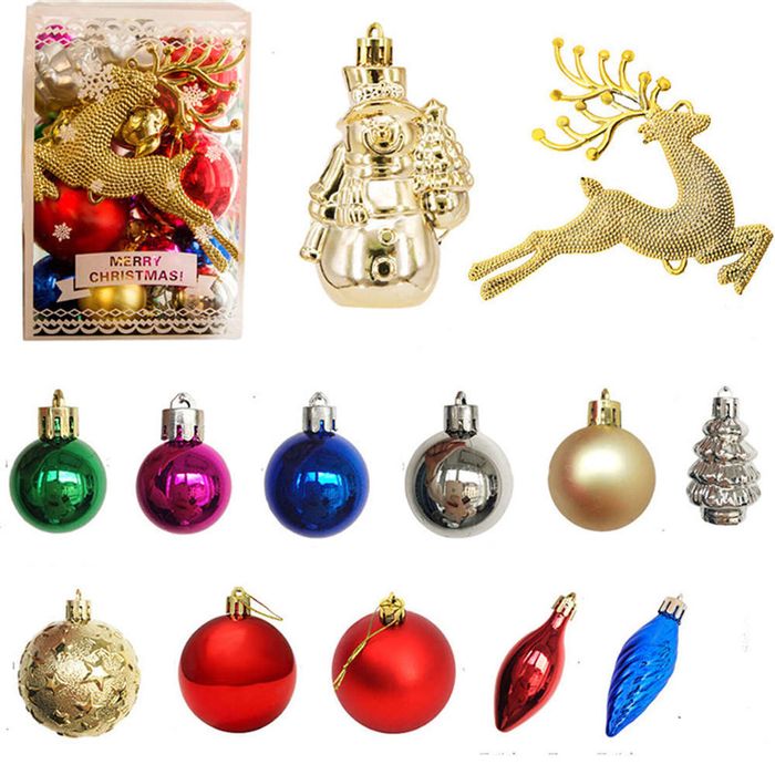 Catzon 30 Pcs Christmas Ornaments Matte Shiny Assorted Shape Shatterproof Balls for Xmas-Colorful