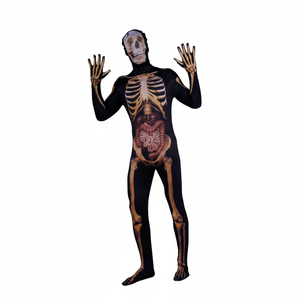 More Than Party Adults Unisex Dead Body Halloween Costume Skeleton Jumpsuit Hood