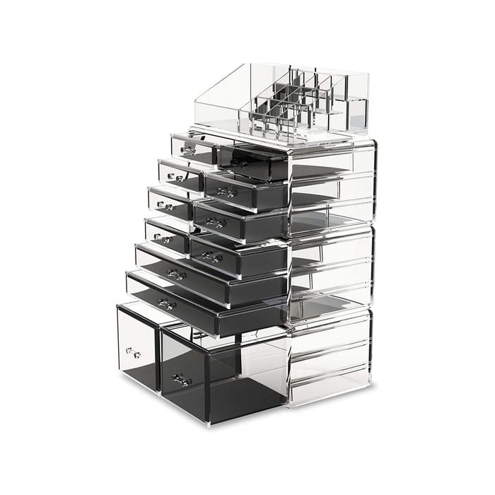 Makeup Cosmetic Organizer Storage with 12 Drawers Display Boxes (Clear)
