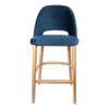 Durafurn 750mm High Denim Velvet Semifreddo Bar Stool with Natural Beech Wood Legs