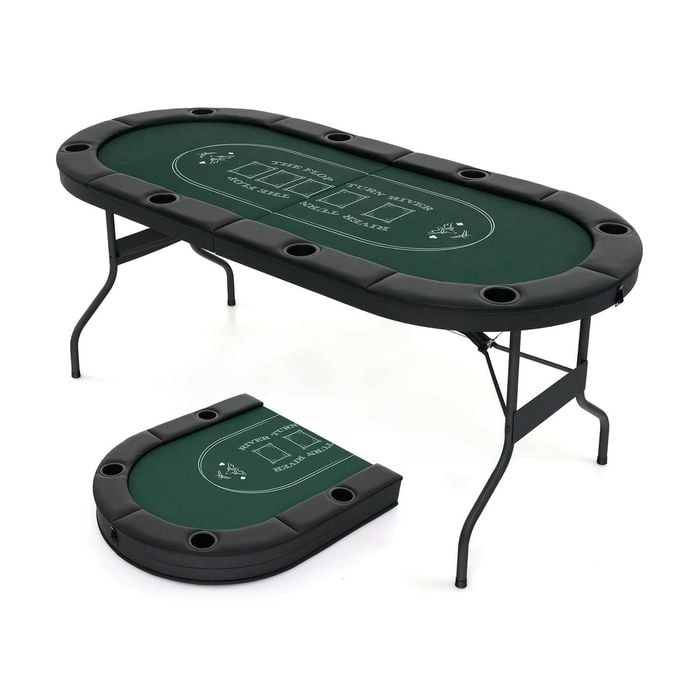 Costway 8-player Poker Table Foldable Card Board Green
