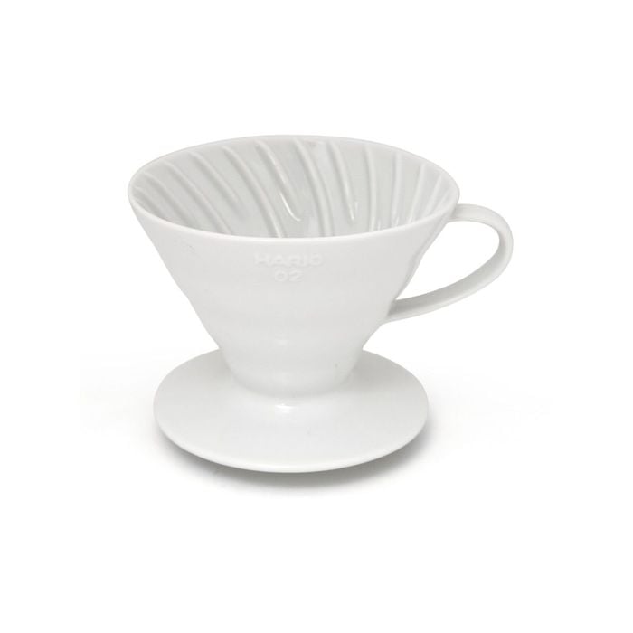 Hario V60 - 02 Ceramic Coffee Dripper. Includes A Free Measuring Cup