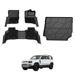 AUSGO Double-Layer Floor Mats & Boot Liner Set for Land Rover Defender L663 110 5-Seat 2020-Onwards Car Floor Liners Cargo Mat