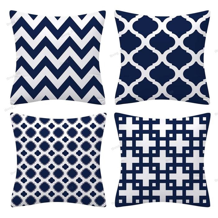 Home Décor Hamptons Cushion Covers 4pcs Pack (Navy Blue)