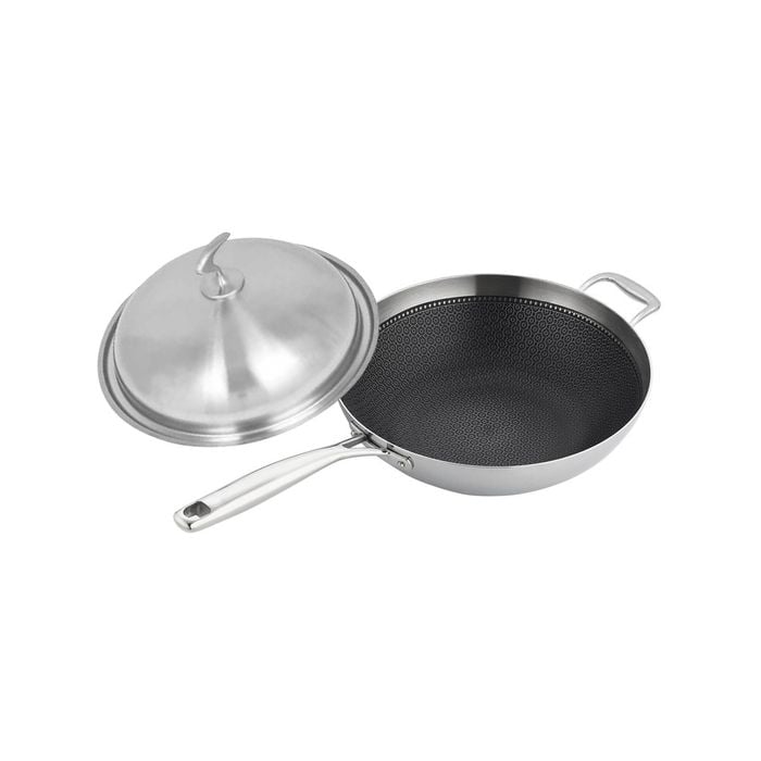 SOGA 34cm Non-Stick Fry Pan with Helper Handle & Lid