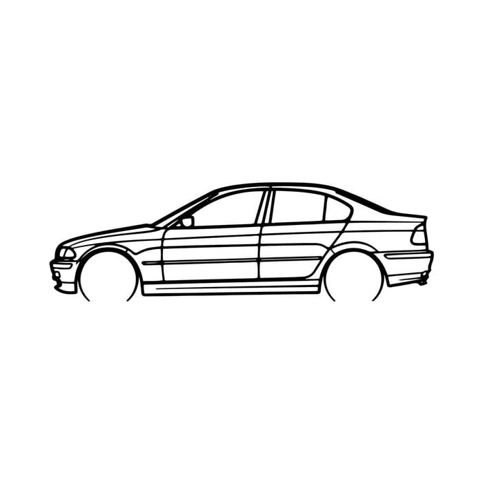 Ignite Laser BMW 335i Silhouette Metal Wall Art Coated Black 23.6inch/60cm