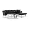 Herman Outdoor Rope Chaise Lounge Set Carbon Grey With Coffee Table & Denim Cushions