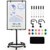 Costway 100x65cm Mobile Whiteboard Magnetic Dry Erase Board Black