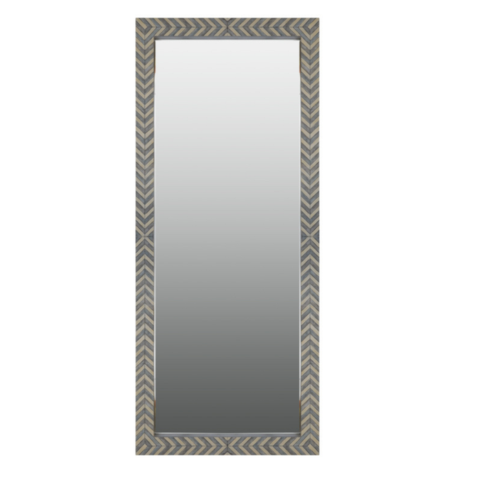 Best World 183cm x 76cm Brown Grey Zebra Fishbone Mirror