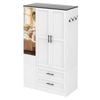 Advwin Armoire Wardrobe Closet with Mirror Doors 2 Doors & 2 Drawers