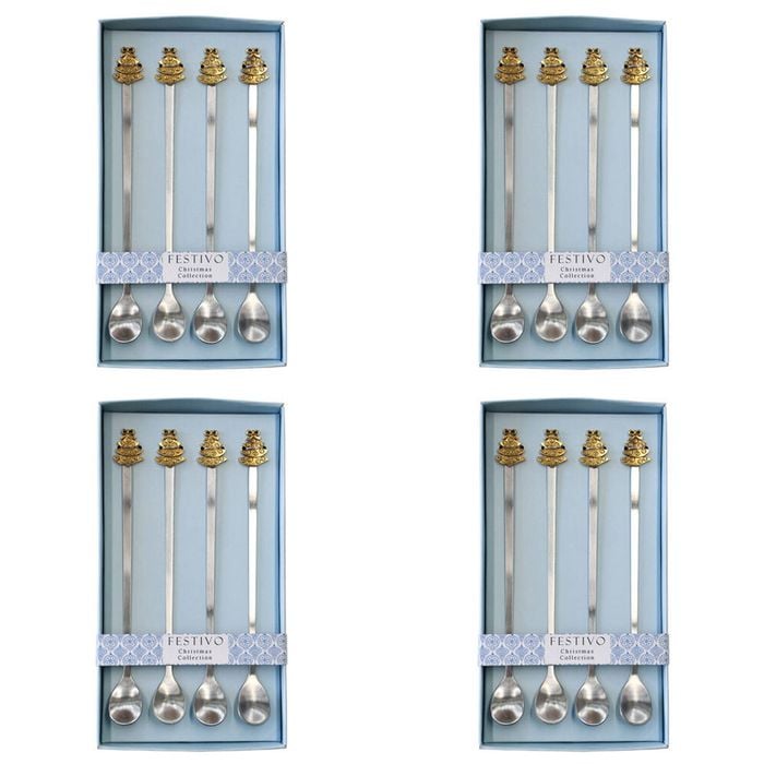 4PK 4pc LVD Metal Long Spoon Christmas Home/Kitchen Decor 22.5cm