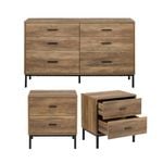 Cosmoliving Bronx Chest of 6 Drawers Dresser Bedside Tables Bedroom Storage Bundle