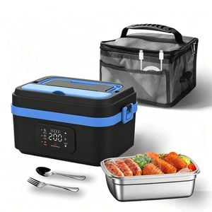 Catzon 1l Cordless Electric Heated Lunch Box Rechargeable Food Warmer-lightblue