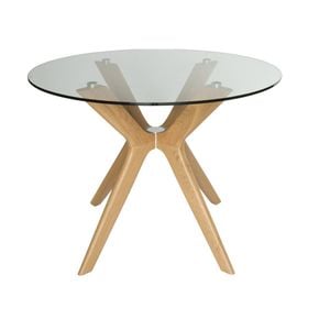 SK Designer Living | Doreen Collection | Round Glass Dining Table | 100cm - Natural