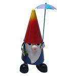 40cm Red And Blue Metal Umbrella Gnome Garden Statue Ornament