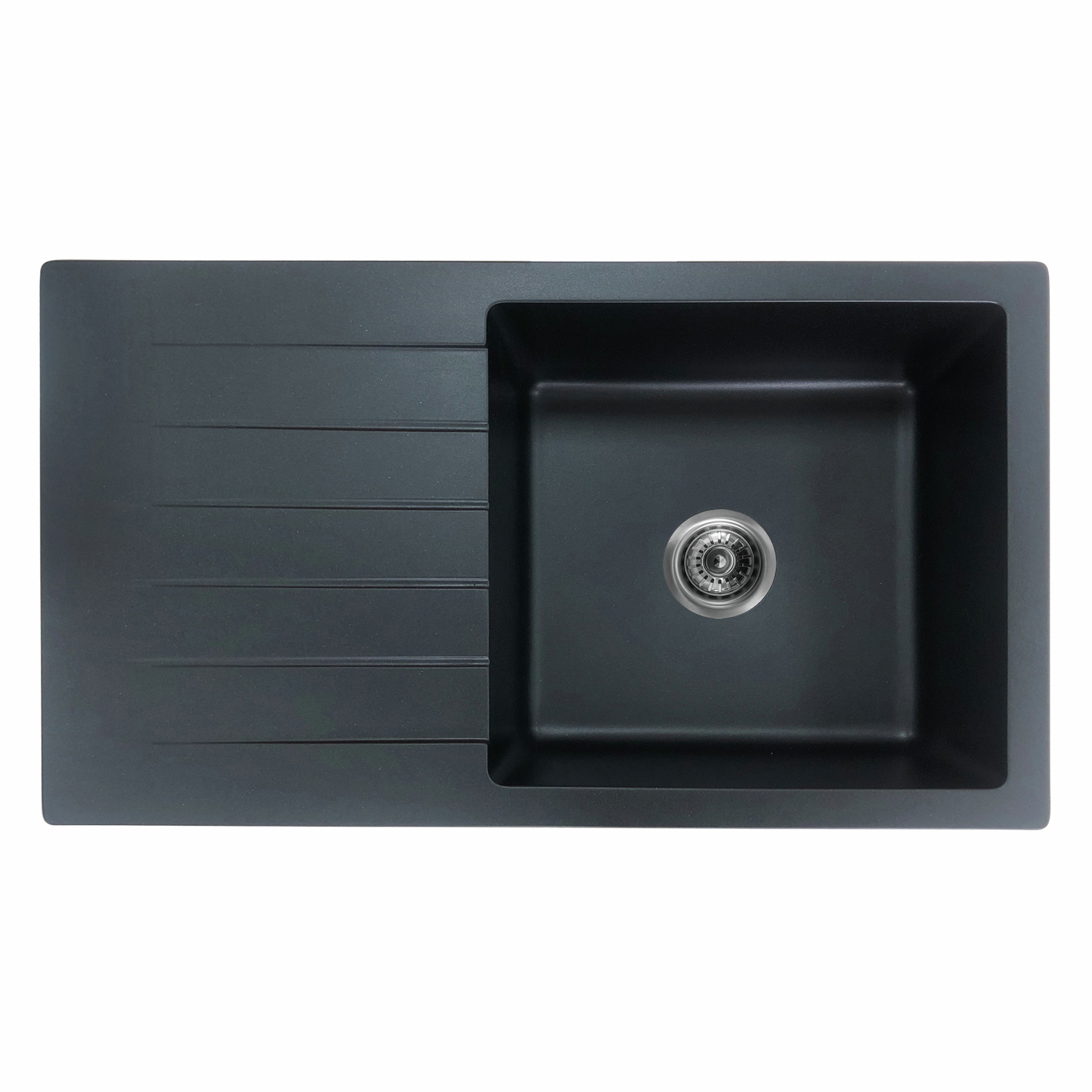 Mondella Black Rococo 1 And 3/4 Bowl Drop-In Sink With Drainer thumbnail 2