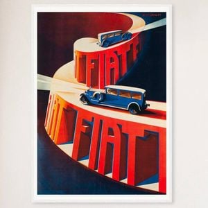 Galrie Charming French Vintage Car Poster - Classic Advertisement Art for Home & Office, White Frame, A2 42 x 60cm (16 x 24inch)