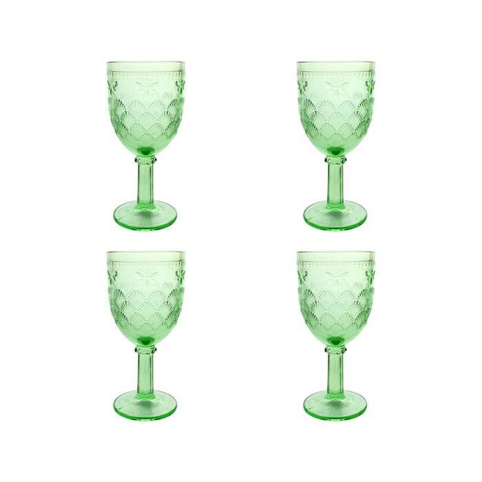 4PK LVD Stemmed Bee 17cm Red Wine Glass Drink Glassware - Soft Green