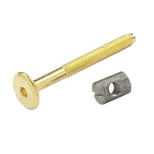 Hafele M6x60mm Brass Joint Connector Bolt with Cross Dowel - 8 Pack