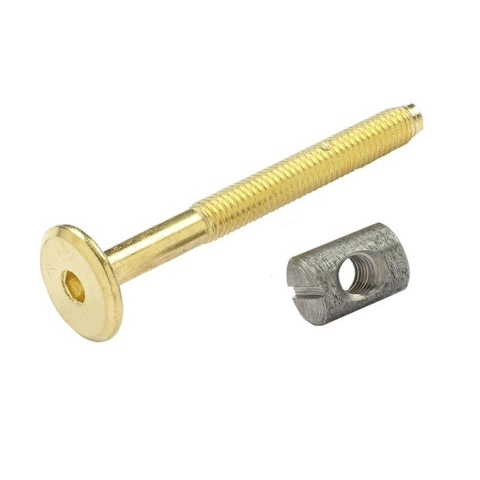 Hafele M6x60mm Brass Joint Connector Bolt with Cross Dowel - 8 Pack