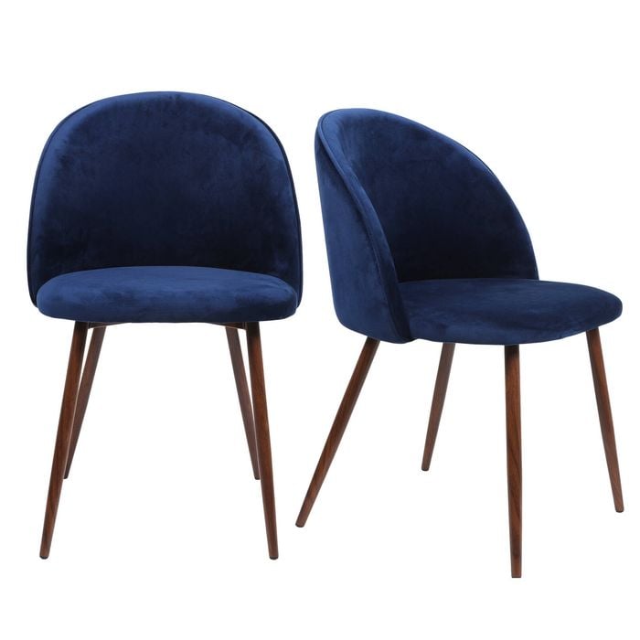 Levede 2x Velvet Dining Chairs Navy