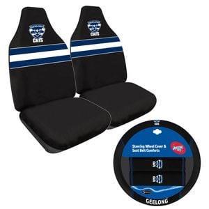 Geelong Cats Official Afl Seat Cover And Steering Wheel Cover Combo