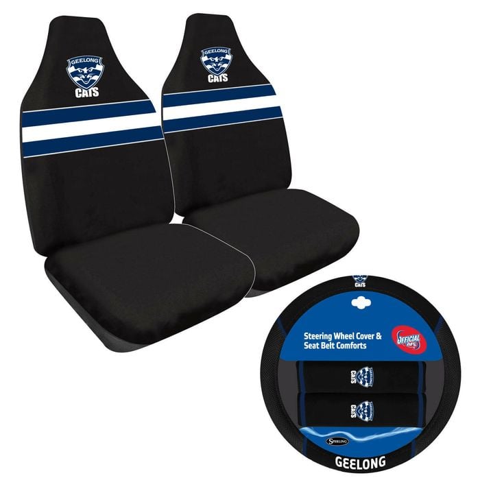 Geelong Cats Official Afl Seat Cover And Steering Wheel Cover Combo