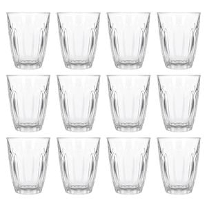 Argon Tableware 125ml Fluted Juice Glasses - Set Of 12 - Ribbed Fluted Glassware Tumblers Set Durable Soda Lime Glass
