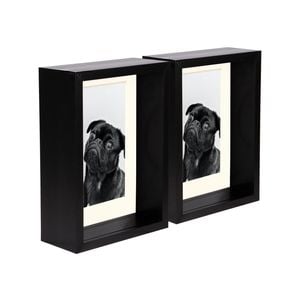 Nicola Spring 5" X 7" Black 3d Deep Box Photo Frames - 4" X 6" Mount - Pack Of 2