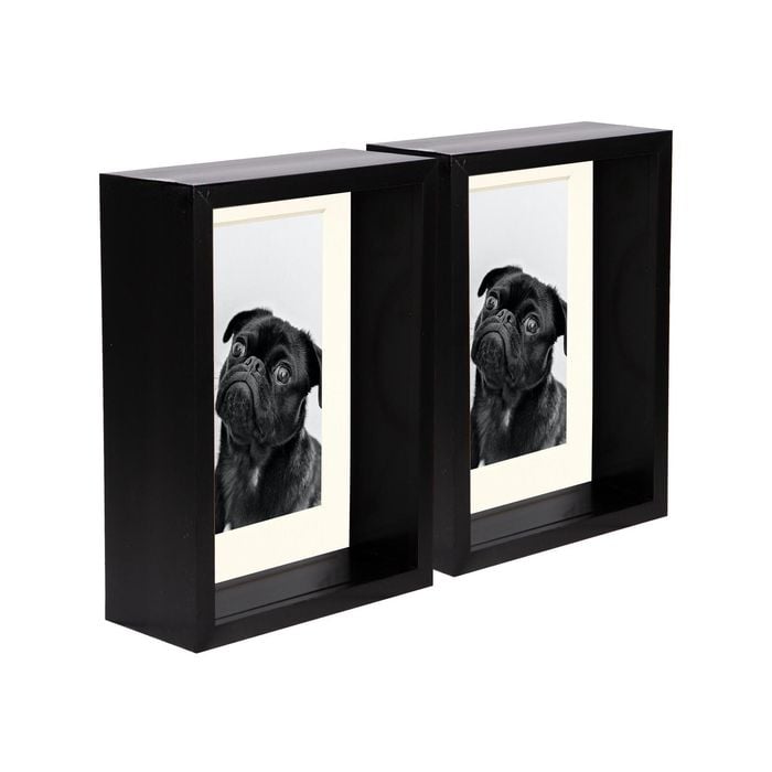 Nicola Spring 5" X 7" Black 3d Deep Box Photo Frames - 4" X 6" Mount - Pack Of 2