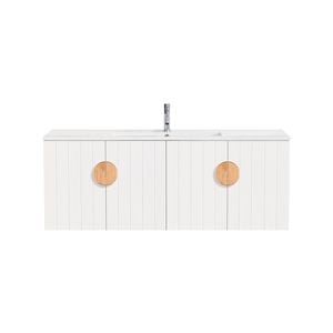 CIBO 1200mm White Freshwater Wall Hung Bathroom Vanity With Oak Handle